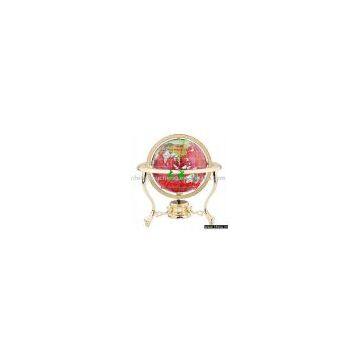 three-legged golden short stand red MOP globe