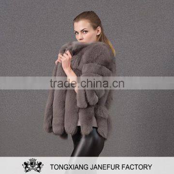 Wholesale factory furry fashion fox fur coats girl's overcoat