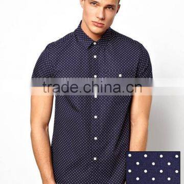 Lovely Mens Shirts Short Sleeves Polka Dot Designs Boys Casual Shirts business shirts button downed custom labelled dress shirts