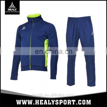 Healy sportswear training sets soccer football navy blue tracksuit slim men