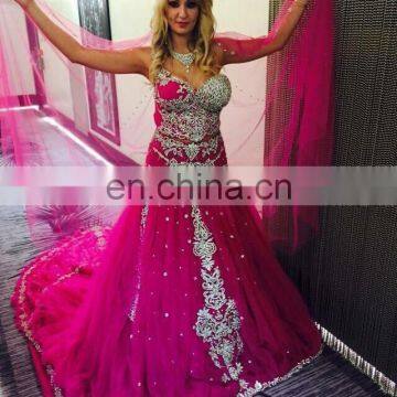 wedding fuschia pink Beaded gown kaftan 2016-2017