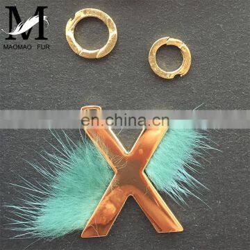 2016 Top Level Metal Letter Cheap Custom Fashion Keychain /Real Mink Fur Necklace Keychain