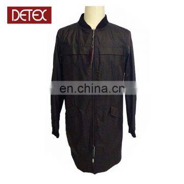 Good Quality Custom Long Mens Nylon Varsity Bomber Black Jacket