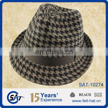 pure woolen printed trilby hat for wholesale