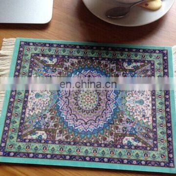 Custom Print Rug Cup Coaster,Muslim Oriental Design Velvet Soft Surface Drink Coasters for Coffee photo-5