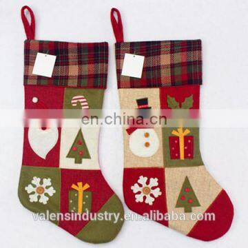 Handmade High Quality Luxury Jute Santa Claus Christmas Stocking creative lovely christmas gift stocking