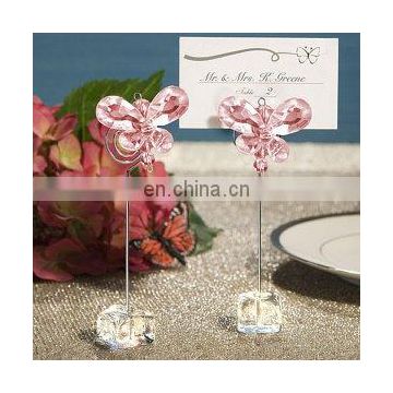 Pink Crystal Butterfly Place Card Holders