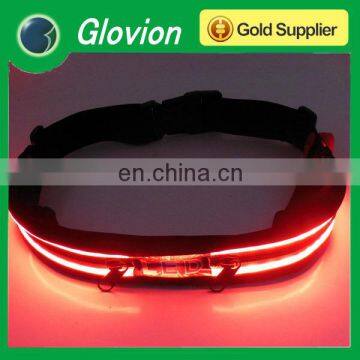 Newest Flashing led waistband led light zipper waistband glowing sports waistband