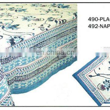 HAND BLOCK PRINTED TABLE CLOTH MAT & NAPKIN