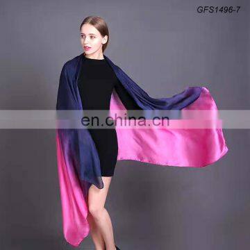 blue and pink intermediate color women silk shawl