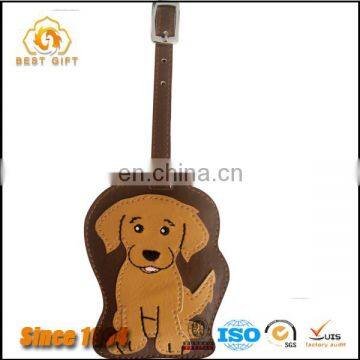 Newly designed cute dog shape custom leather luggage tag