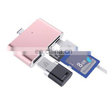 4 in 1 USB 3.1 USB-C Type C TF SD OTG Card Reader for Macbook 12 inch Mobile Phone