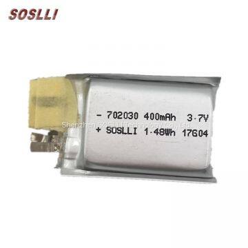SOSLLI Rechargeable 702030 3.7v 400mah Lipo Battery for Wearable Device With Great Price photo-4