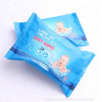 Spunlace Non-Woven Baby Wet Wipes 30pcs per bag