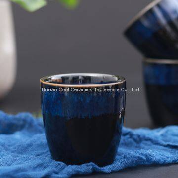 Ceramic Mug Blue Fambe Anti-scalding Creative Mark Cup Glazed Household Tea Cup Lemon Cup Small Water Mug