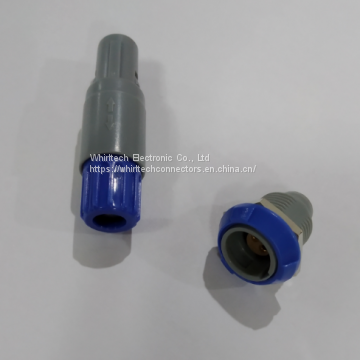 Plastic 0 degree plug and socket 2pin with blue nut