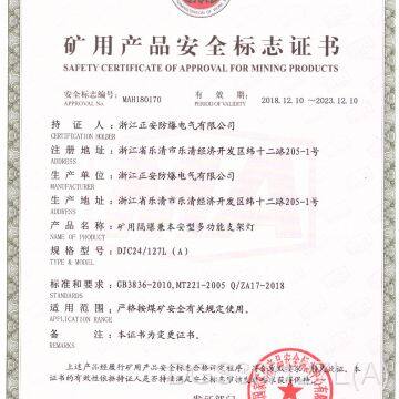 Safety mark certificate of mining products