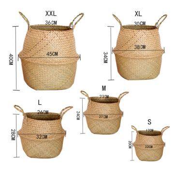 Hot selling on Amazon S/5 Woven Seagrass Belly Storage Plant Basket