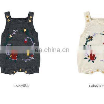 2020 Baby Boys Girls Pure Color Knitting Flowers Rompers Autumn Infant Baby Romper Baby Boy Girl Braces Romper Clothes