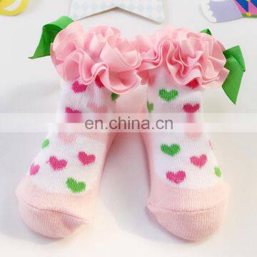 Lace bowknot baby socks princess heart pattern jacquard girl socks princess cute baby