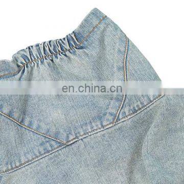 OEM Turtle High Collar Oversized Loose Fit Cuff Washed Men Street Style Jean Denim Jacket photo-3