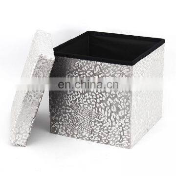 Customized Home Furniture Foldable Storage Ottoman Folding Step Stool Living Room Pouf