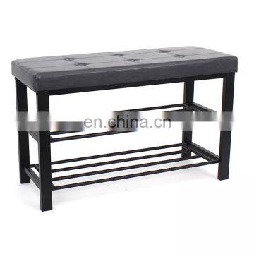 Customized Modern PVC Leather Metal Shoe Rack for Living Room at Doorway Entrance Shoe Bench photo-6