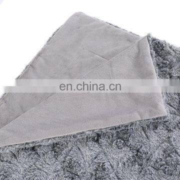 New Luxury Grey Color pv Fur Minky Brushed Double Plush Throw Blanket photo-3