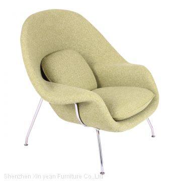 Classic Womb chair  with stainless steel base and ottoman