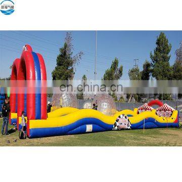 Customized inflatable zorb ball derby race way sport game for kids, inflatable obstacle course race game