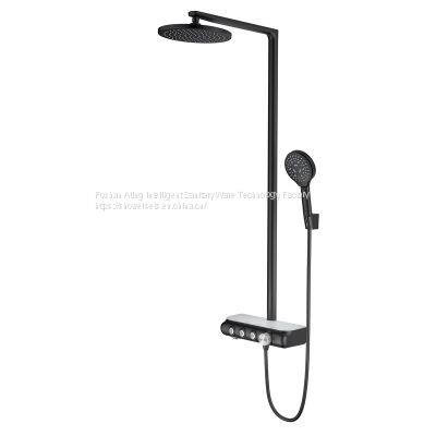 NEW IT-P005 Luxury Black Rain Shower Sets With Bracket Chrome Colour 3 Functions Foshan Factory photo-5
