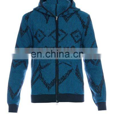 Plain Men Zipper Hoodie Intarsia Cashmere Cardigan photo-4