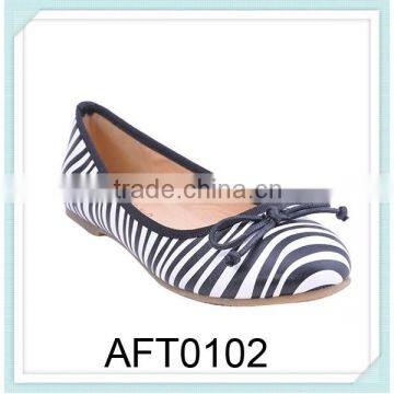 PU flat zebra girls bowknot shoes