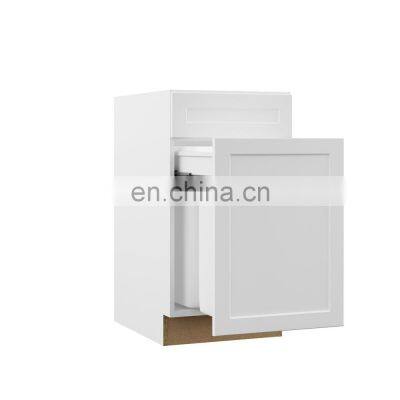 Assembled 18x34.5x24 in. Dual Pull Out Trash Can Base Kitchen Cabinet in White