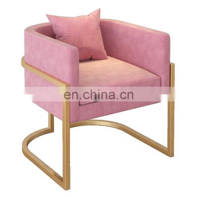 Modern nordic cafe restaurant gold pink velvet dining chair