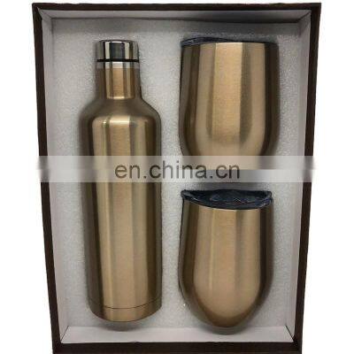 Wholesale 500ml Insulated Vacuum Red Wine Bottle Flask Custom Logo Tumbler Gift Box Set Stainless Steel Wine Egg Mug Cup Set