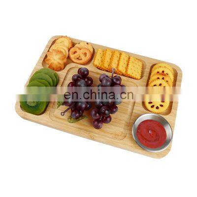 Natural Wooden Charcuterie Platter and Serving Tray Unique Bamboo Cheese Board photo-3