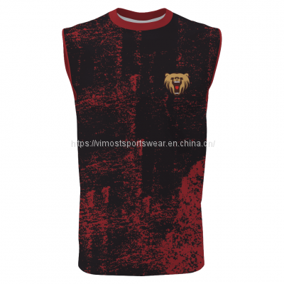 red round neck sleeveless t-shirts with red and black color from best manufacturer