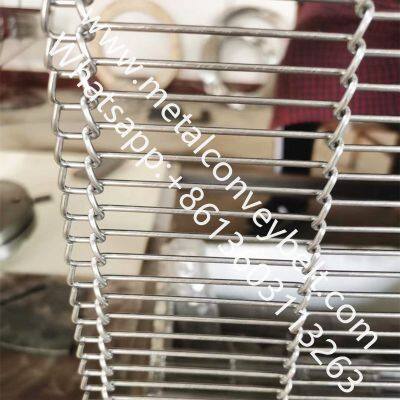 Stainless steel 304 Flat Flex conveyor belt 2mm 15 mm Pitch ladder belt for transport chocolate and potato fryers