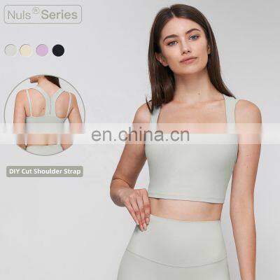 Square Neck Backless Crop Sports Bras For Women Custom Logo Yoga Workout Tank Tops 80Nylon 20Spandex photo-2
