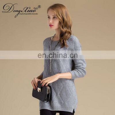 Pure Cashmere Women's Round Neck Sweater With Thick Diamond Pattern Women's Clothing photo-3