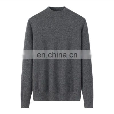 Luxury Pure 100% Cashmere Sweater Knitted in Solid Color with Crew Neck Casual Style and Front Logo for Winter