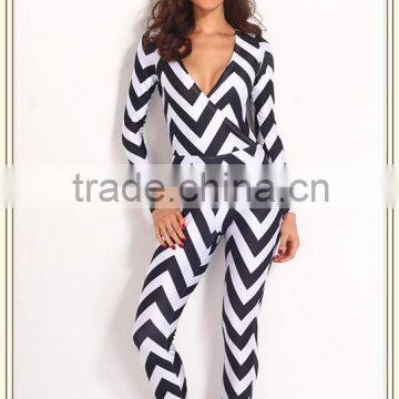 Deep-V Sexy Back One Piece Women Playsuit Fashion Jumpsuit With Stripe