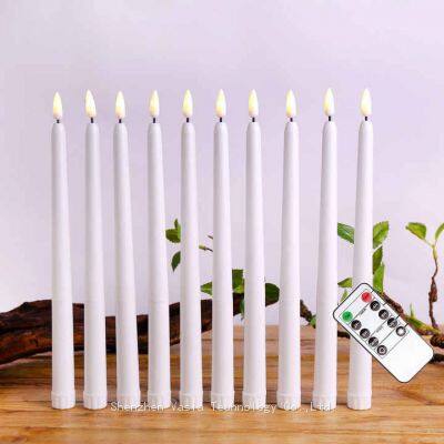 Outdoor-Ready Plastic Flameless Taper Candles Weatherproof, Flickering for Patio/Garden Decor