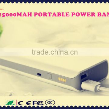 cheap price 15000mah power banks white colour abs+pc 2 usb portable power bank