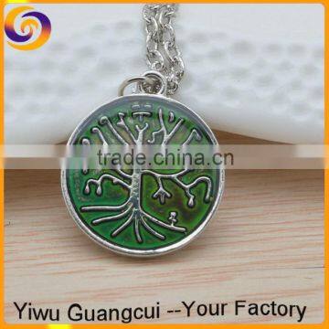 Zinc alloy enamel tree color change necklace