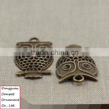 Wholesale 32*19mm Zinc Alloy Hollow Out Ancient Bronze Owls Pendant photo-2