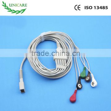 5 leads MEK ecg cable with snap AHA standard