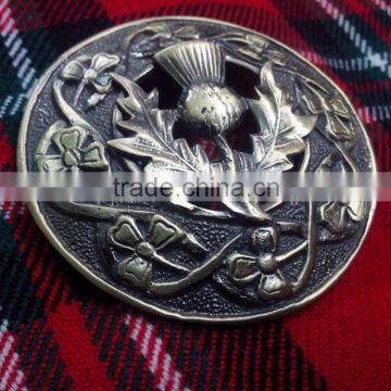 Thistle Design Piper Plaid Brooch In Antique Finish Made Of Brass Material