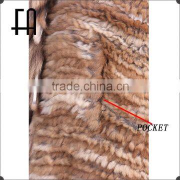 Factory Direct Wholesale Price Lady's Rabbit Knitted Fur Waistcoat With Fur Tassels photo-3